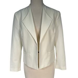 Nine West White Professional Short Blazer Size Medium Work Wear Tuxedo Style